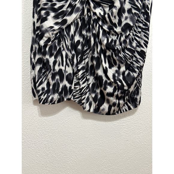 VTG 90s Cache Knee Length Dress S Animal Print Black White Classic Mob Wife - Picture 5 of 13